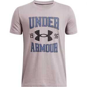 Under Armour Boys' Vintage Logo Short Sleeve Tee Tetra Gray/Tech Blue, Large